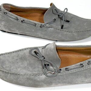 Joel Italian Leather Italy Gray Suede Driving Moccasin Loafer Dress Shoes 43 10